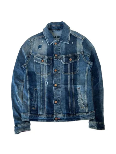 r.d.d. by jack jones distressed panelled denim jacket