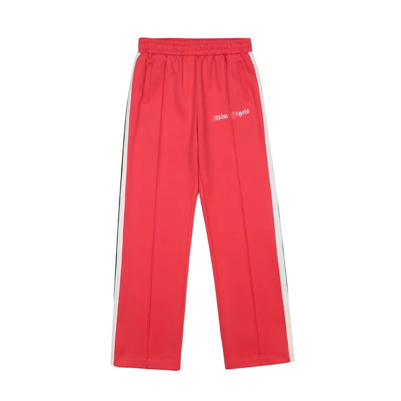 Palm Angels Pants Black and White Striped Casual Trousers Sports Pants