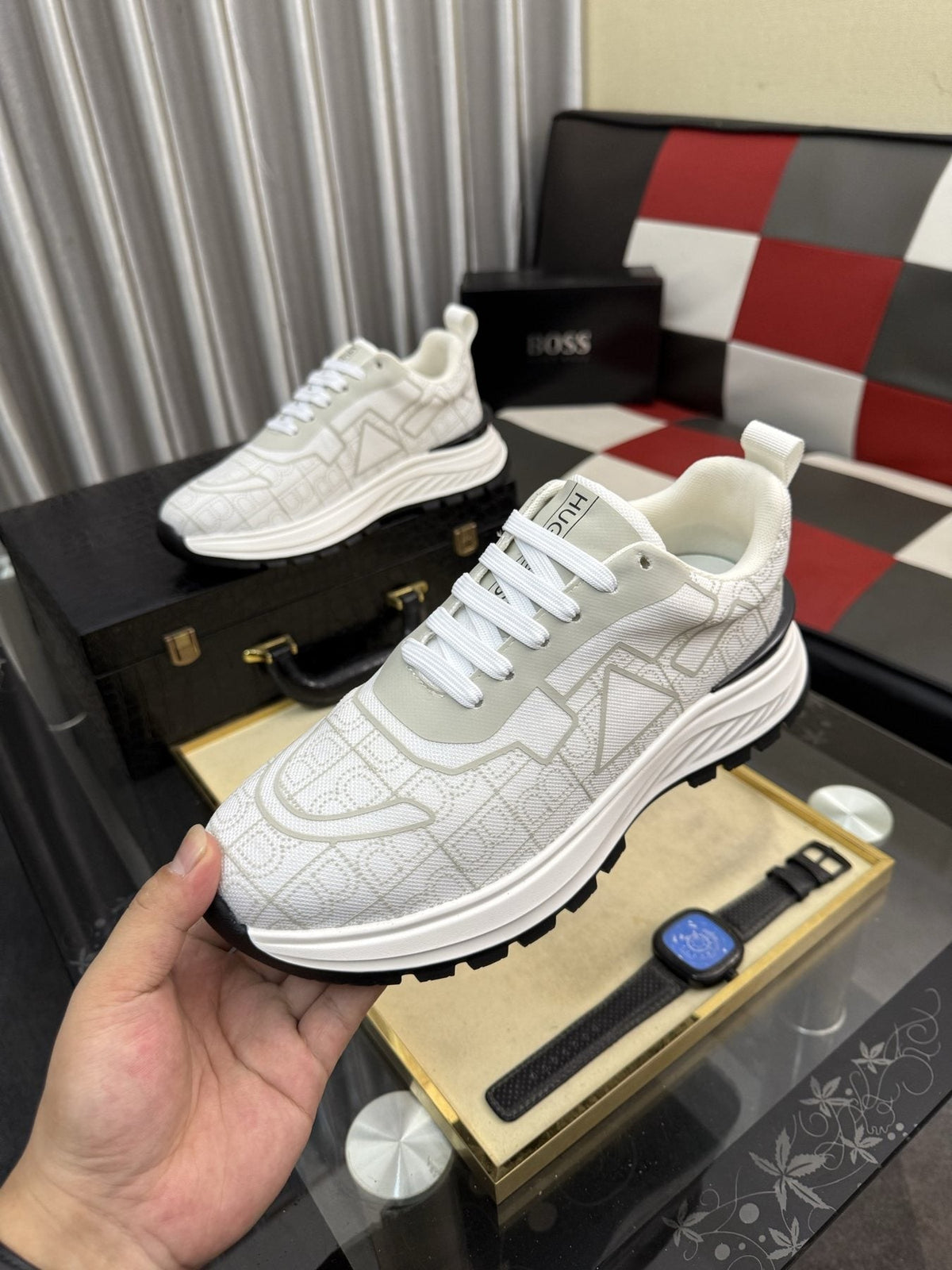 BOSS Patterned Low-Top Sneakers