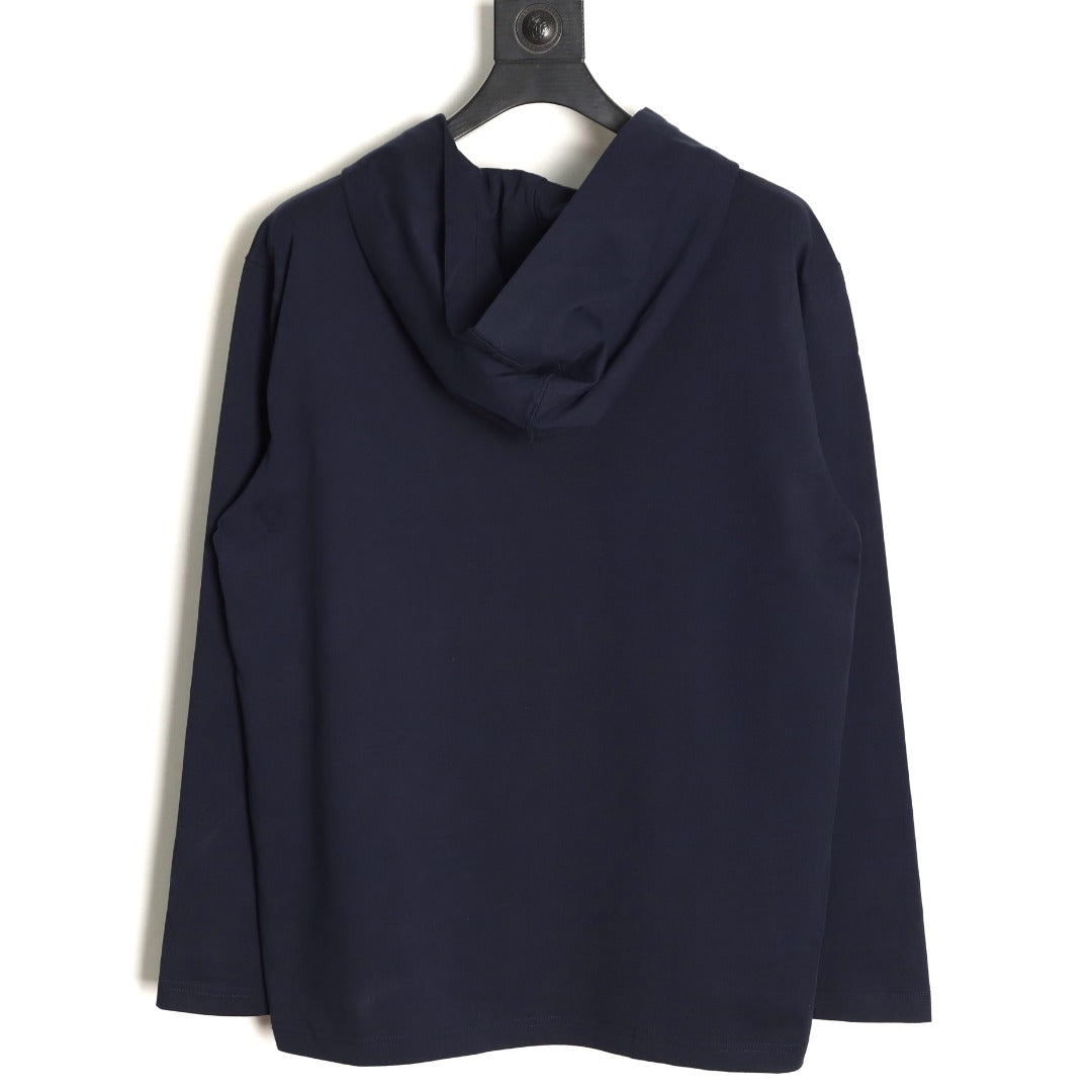 Prada PRD Neck-Label Relaxed Pullover Hoodie - Navy