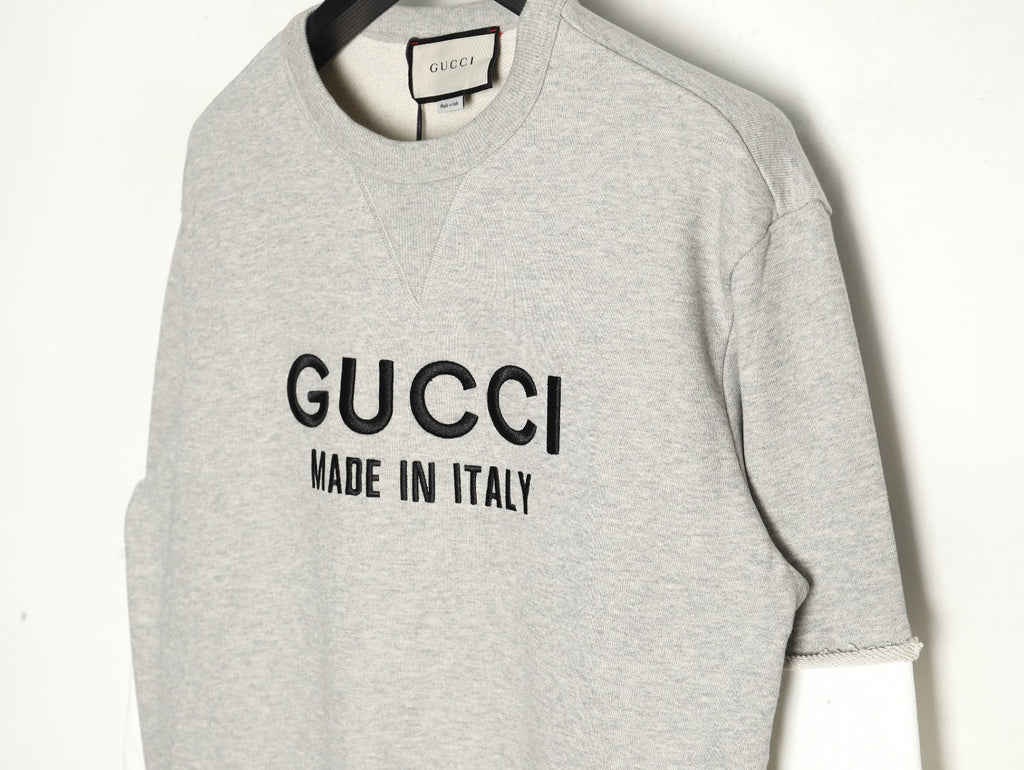 Gucci Lettering Layered-Look Crewneck Sweatshirt - Gray