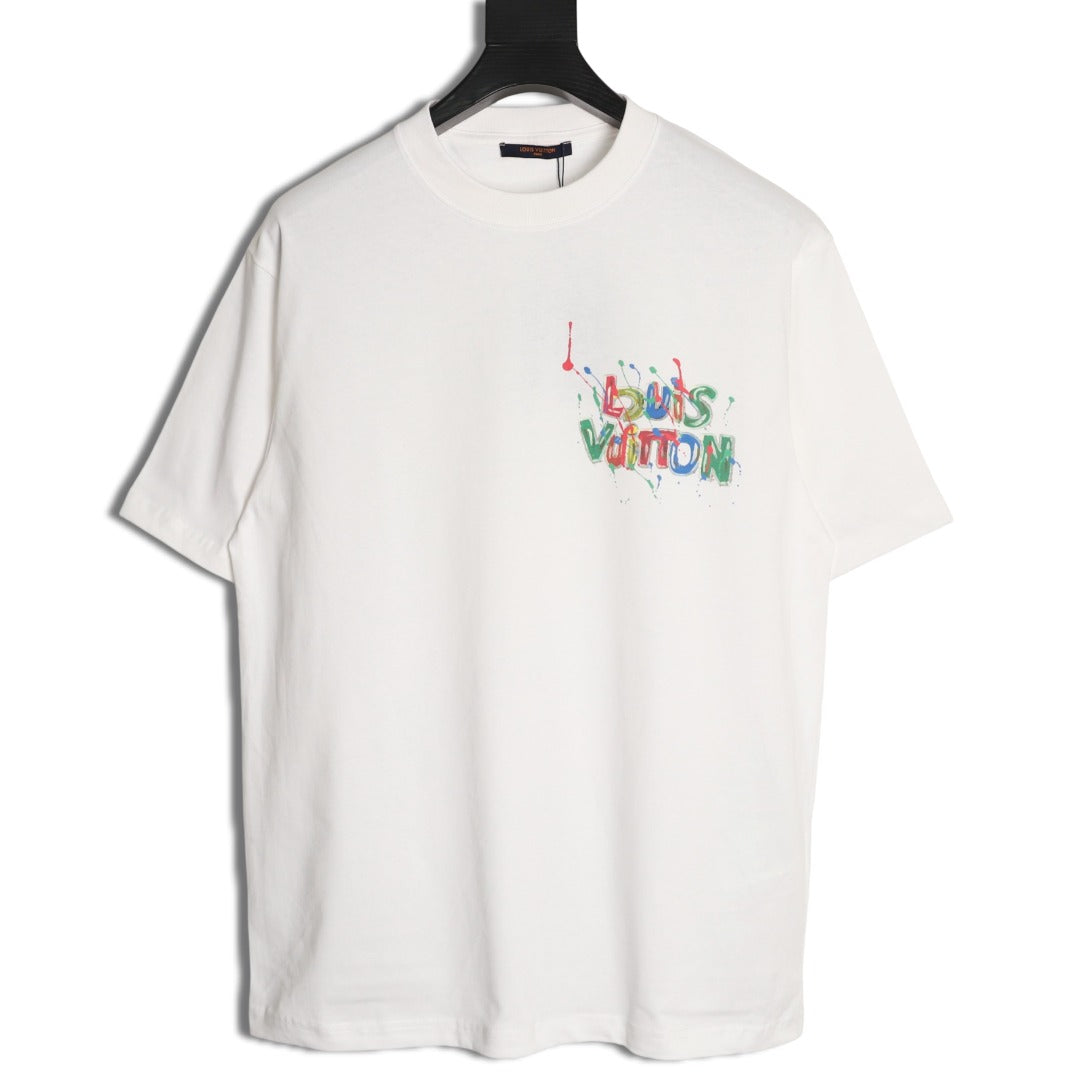 Louis Vuitton Graffiti-Style Chest-Lettering Short-Sleeve T-Shirt - Cream